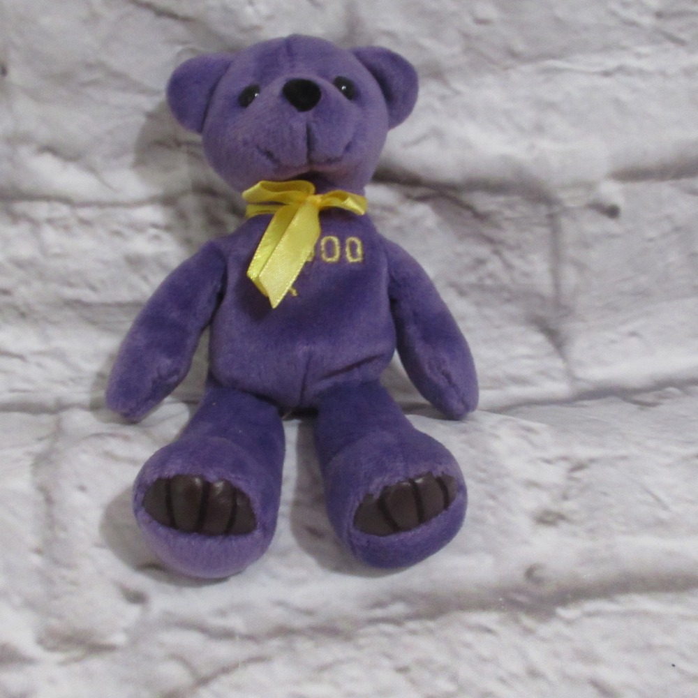 JIC(CAL)INC Teddy Bear Unisex Small Purple Excellent Y2K 2000 Millennium Plush